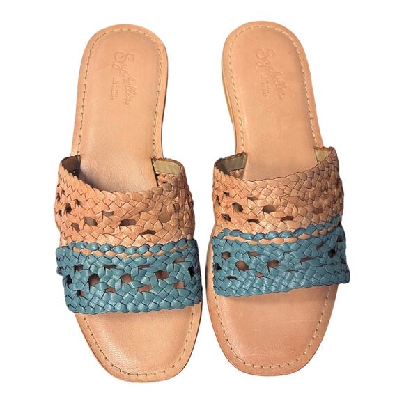 ANTHROPOLOGIE SEYCHELLES Everlasting Sandal Leather Braided Color Block Tan NEW - Picture 3 of 7